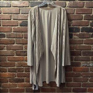 Chicos Velvet Jacket Teak Taupe Pleated Open Cardigan Topper size 4 (xxl)